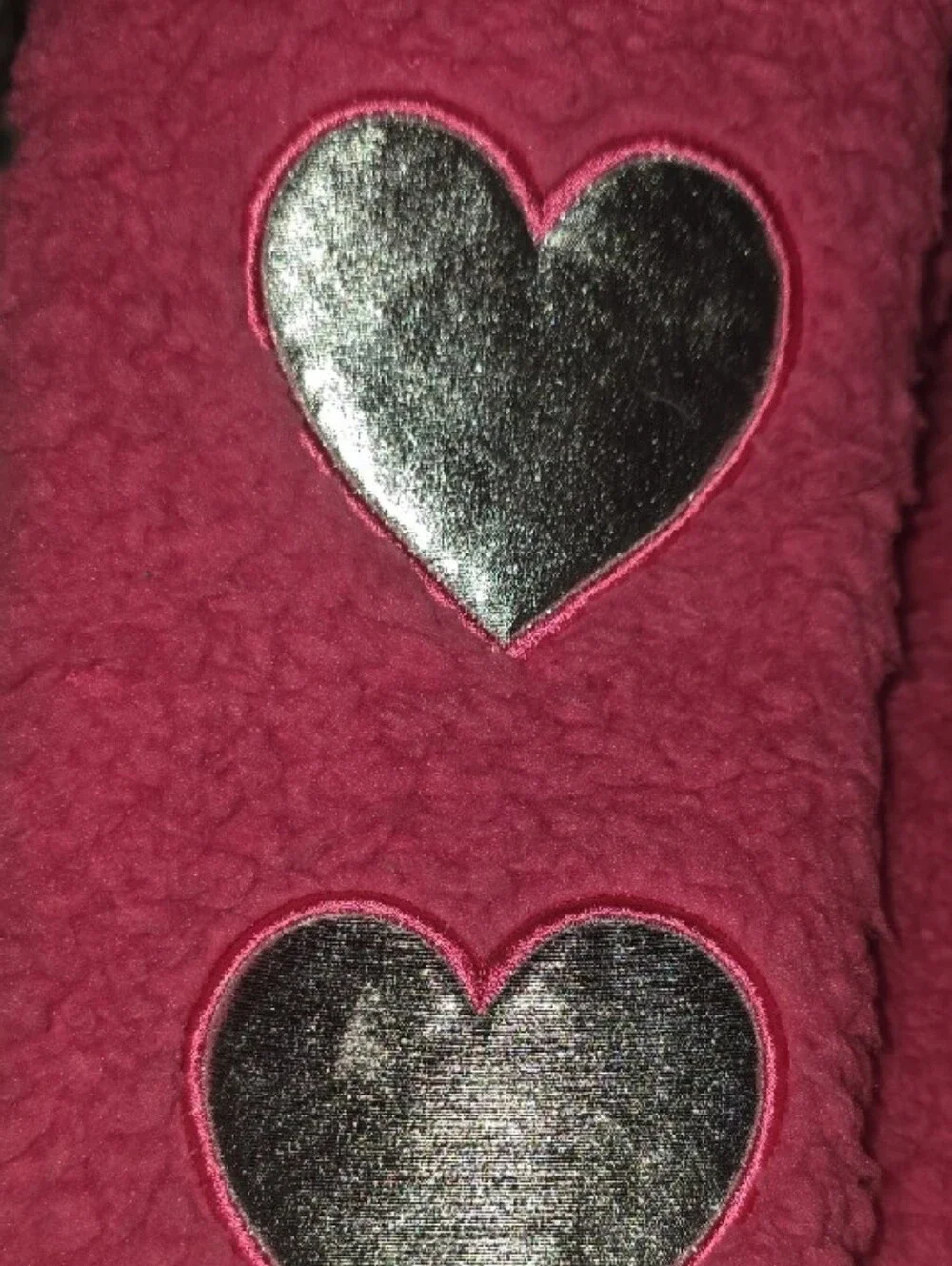 btween Hot Pink Sherpa Hoodie with Shiny Heart Patches